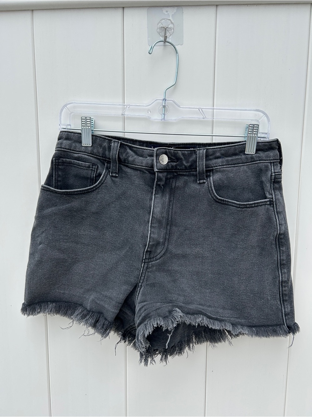 Hollister Black Frayed Hem Denim Shorts